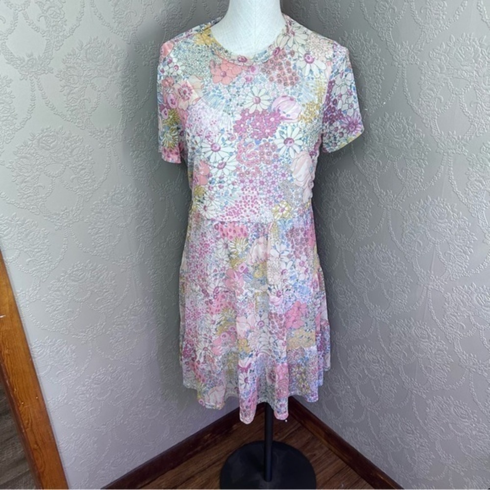 Floral Short Sleeve Dress Lily Rose mesh dress xxl